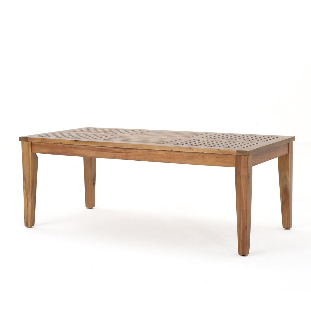 Rectangular Acacia Wood Outdoor Coffee Table with Slat Panel Top