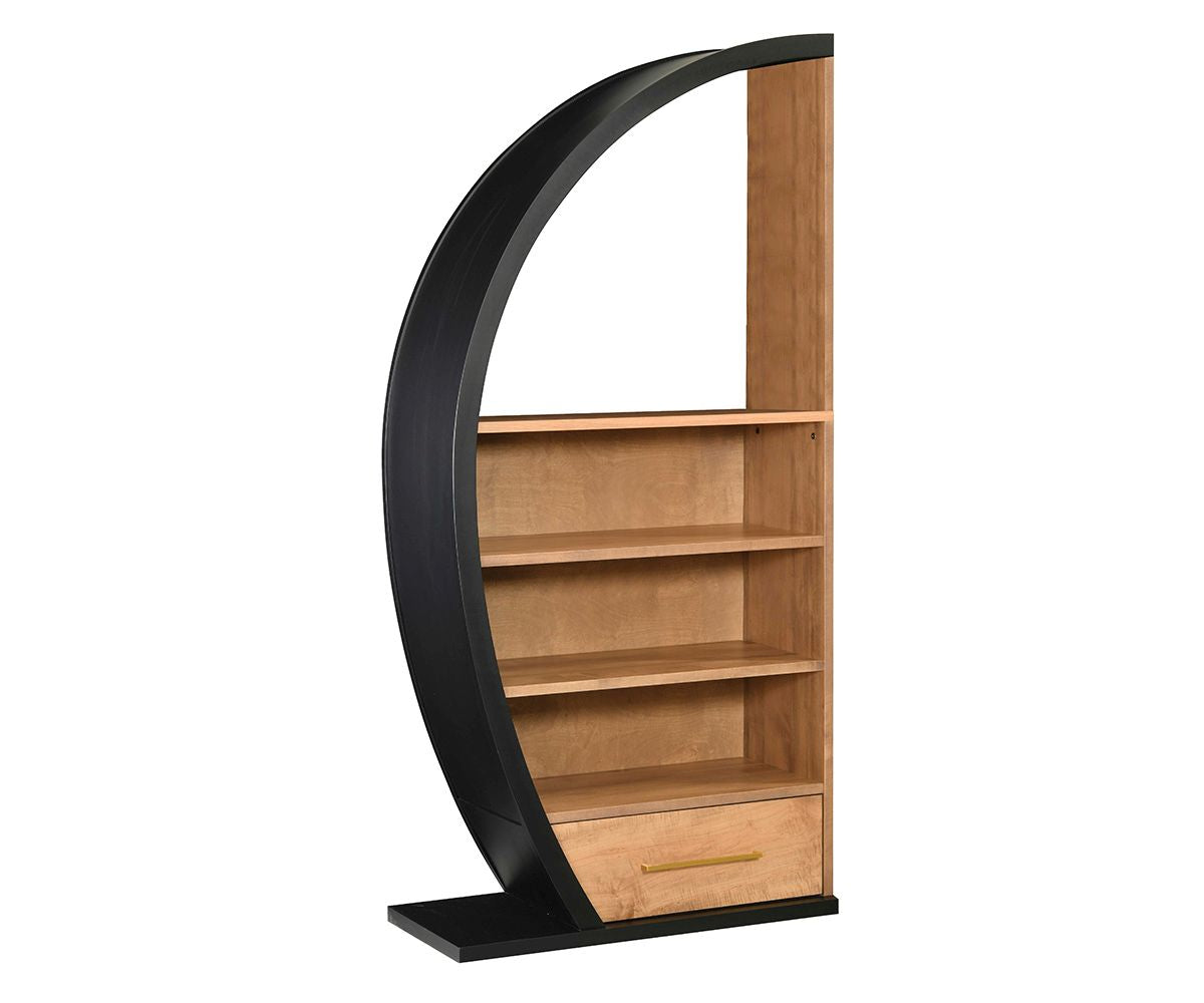 Amish Solid Wood Half Bookcase with Shelves and Bottom Drawers