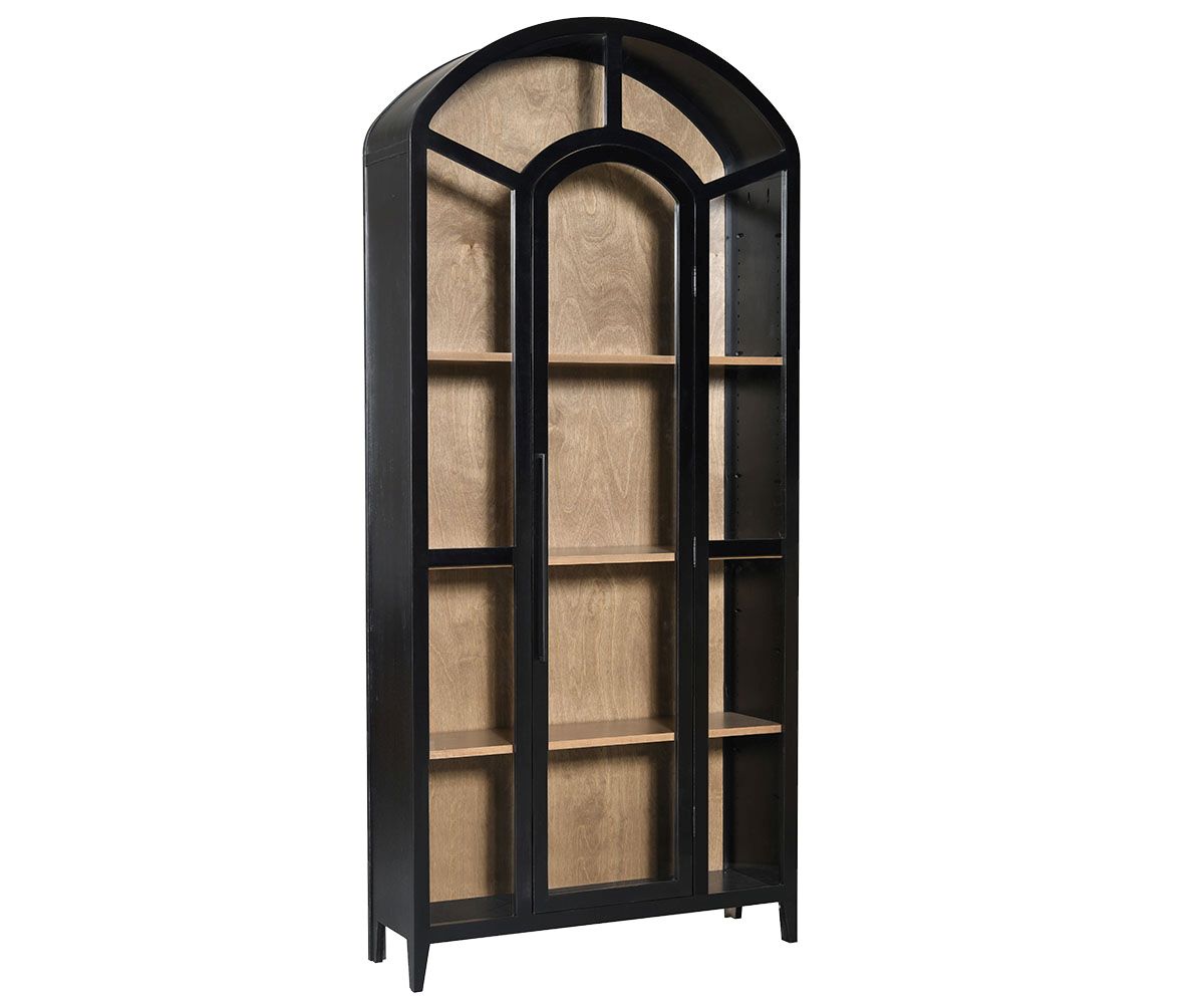 Solid Wood Tall Bookcase with Glass Door and Slim Profile