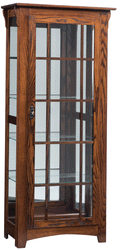 Solid Wood Mission Single Door Curio Cabinet with Mullions
