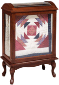 Solid Wood Quilt Display Case with Glass Sides and Queen Anne Feet