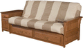Amish Solid Wood Full Size Futon Sofa with Dovetailed Storage Drawers