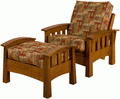 Solid Wood Chair Futon with Ottoman and Leather Upholstery Option