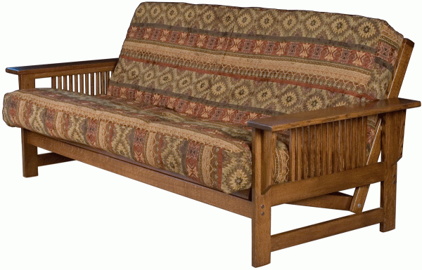 Amish Solid Wood Queen Size Futon Sofa with Aerolife Mattress