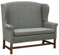 Upholstered Wing-Back Settle with Wide Seat and Poplar Frame