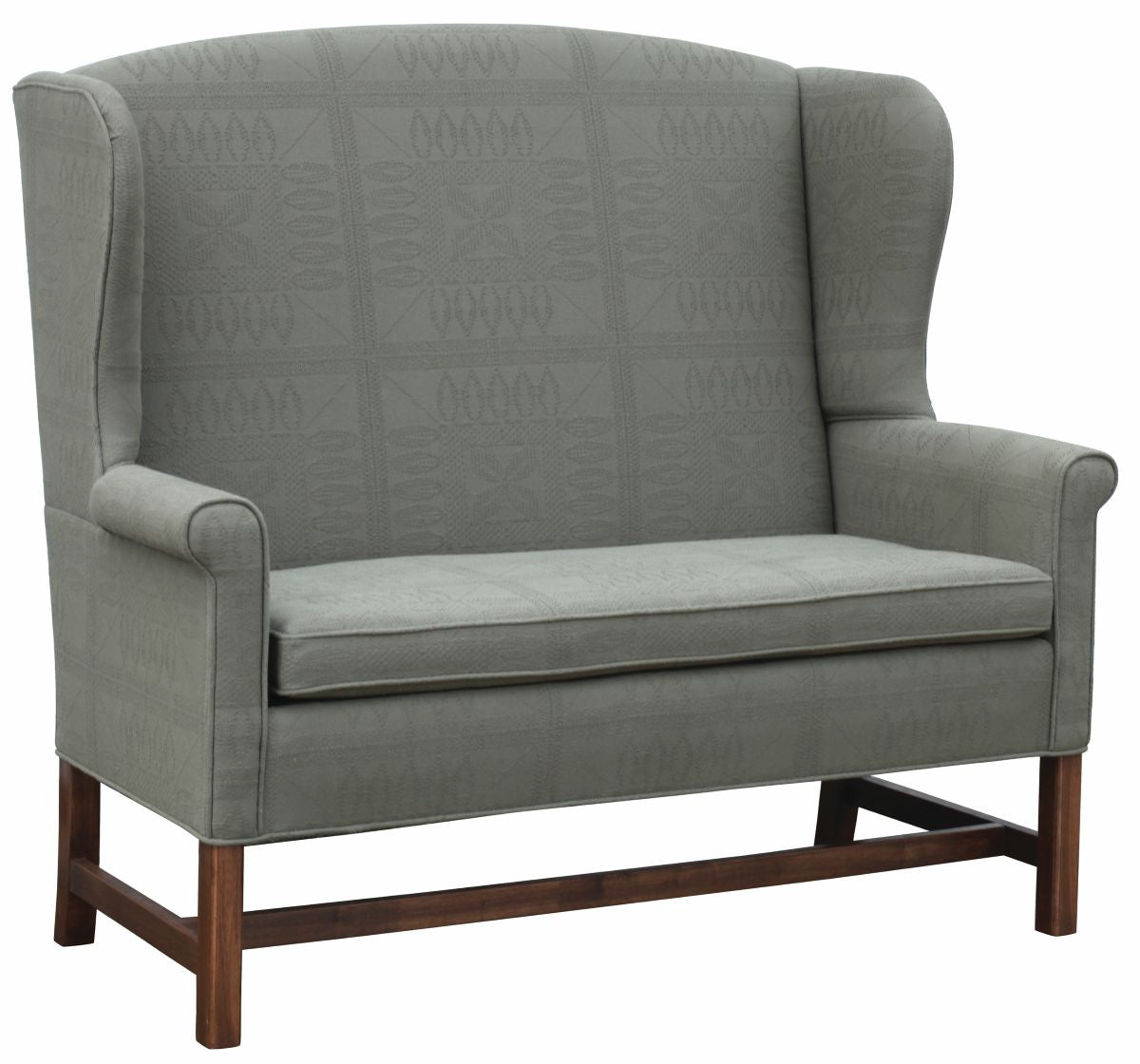 Upholstered Wing-Back Settle with Wide Seat and Poplar Frame