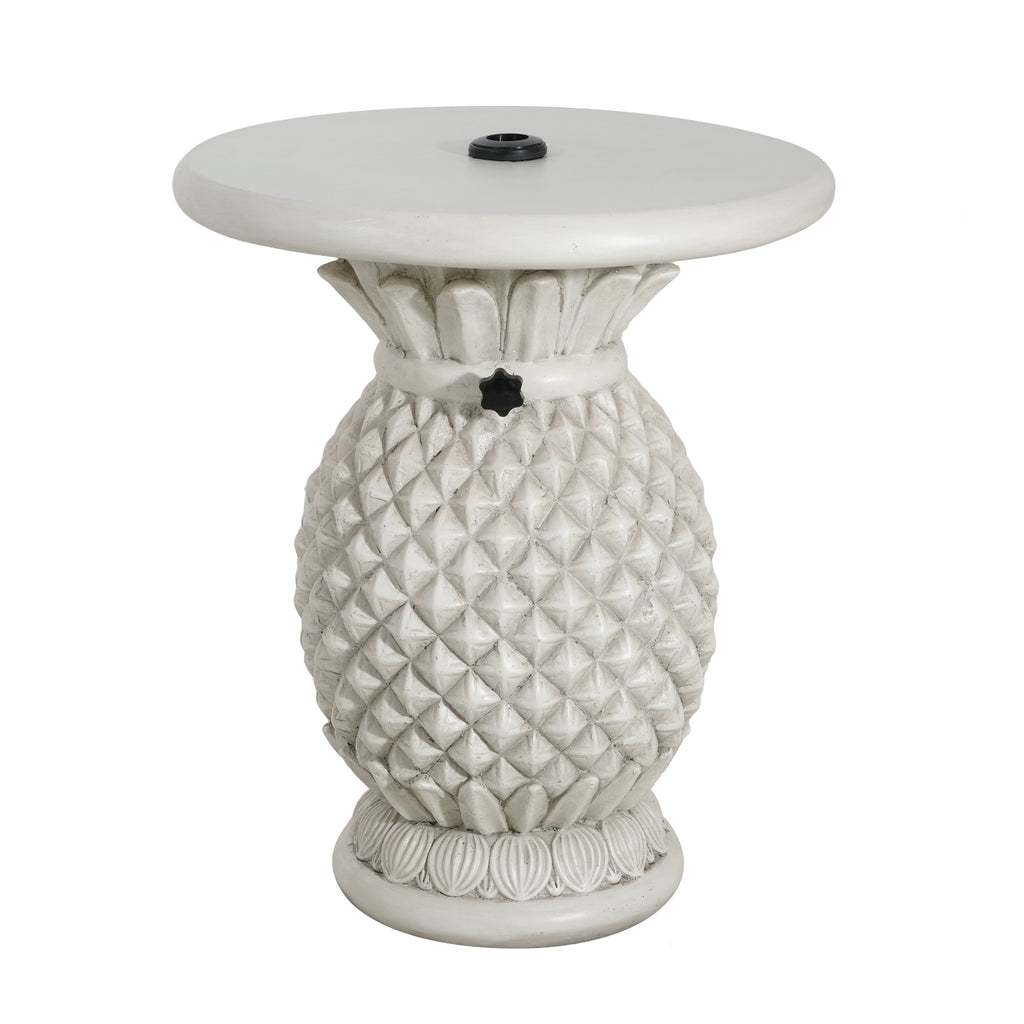 Outdoor Patio Pineapple-Shaped Side Table with Umbrella Base