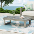 Acacia Wood Outdoor Coffee Table with Slat Top and Sled Legs