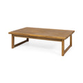 Outdoor Wood Coffee Table with Slatted Top and Sturdy Base