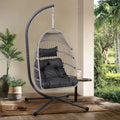Outdoor Egg Hanging Chair with Stand and Plush Cushion