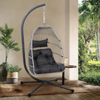 Outdoor Egg Hanging Chair with Stand and Plush Cushion