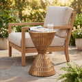 Handmade MGO Indoor/Outdoor Side Table with Gold Geometric Finish