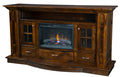 Amish Solid Wood Entertainment Center with Curved Fireplace Insert and Mullion Doors