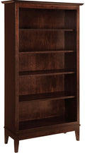 Solid Wood Tall Bookcase with Adjustable Shelves and Reverse Bevel Top
