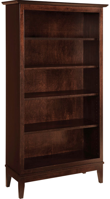 Solid Wood Tall Bookcase with Adjustable Shelves and Reverse Bevel Top