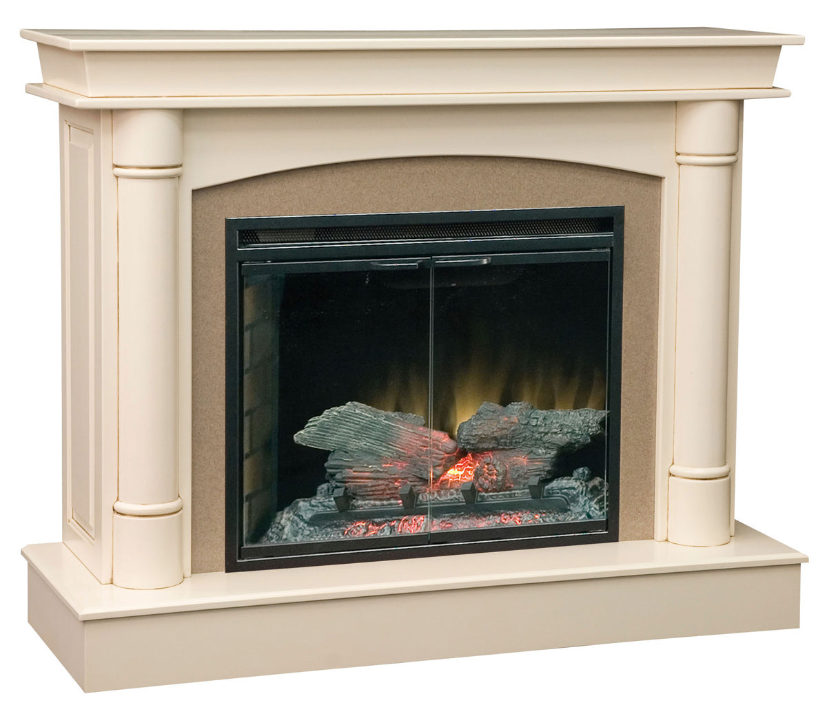 Amish Solid Wood Electric Fireplace Mantel with 33-Inch Flame Unit