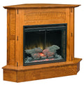 Solid Wood Corner Electric Fireplace with Glass Front and Remote Control