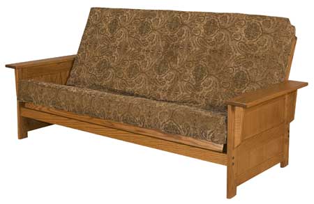 Amish Solid Wood Queen Size Futon Sofa with Deluxe Mattress