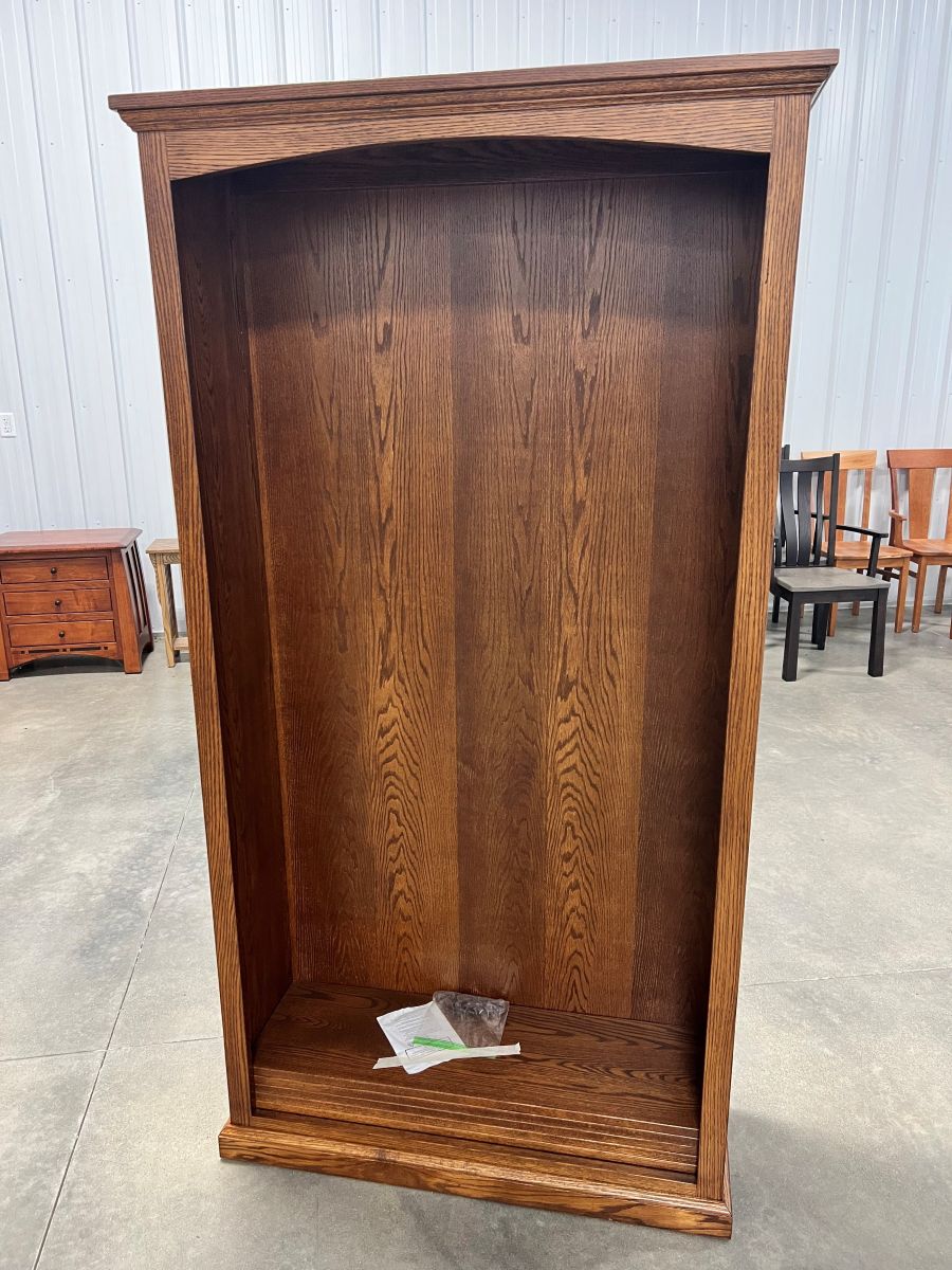Solid Wood Tall Bookcase with Five Adjustable Shelves and Crown Top