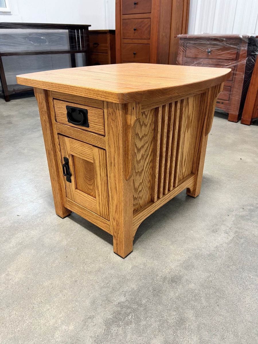 Solid Wood Cabinet End Table with Dovetailed Drawer