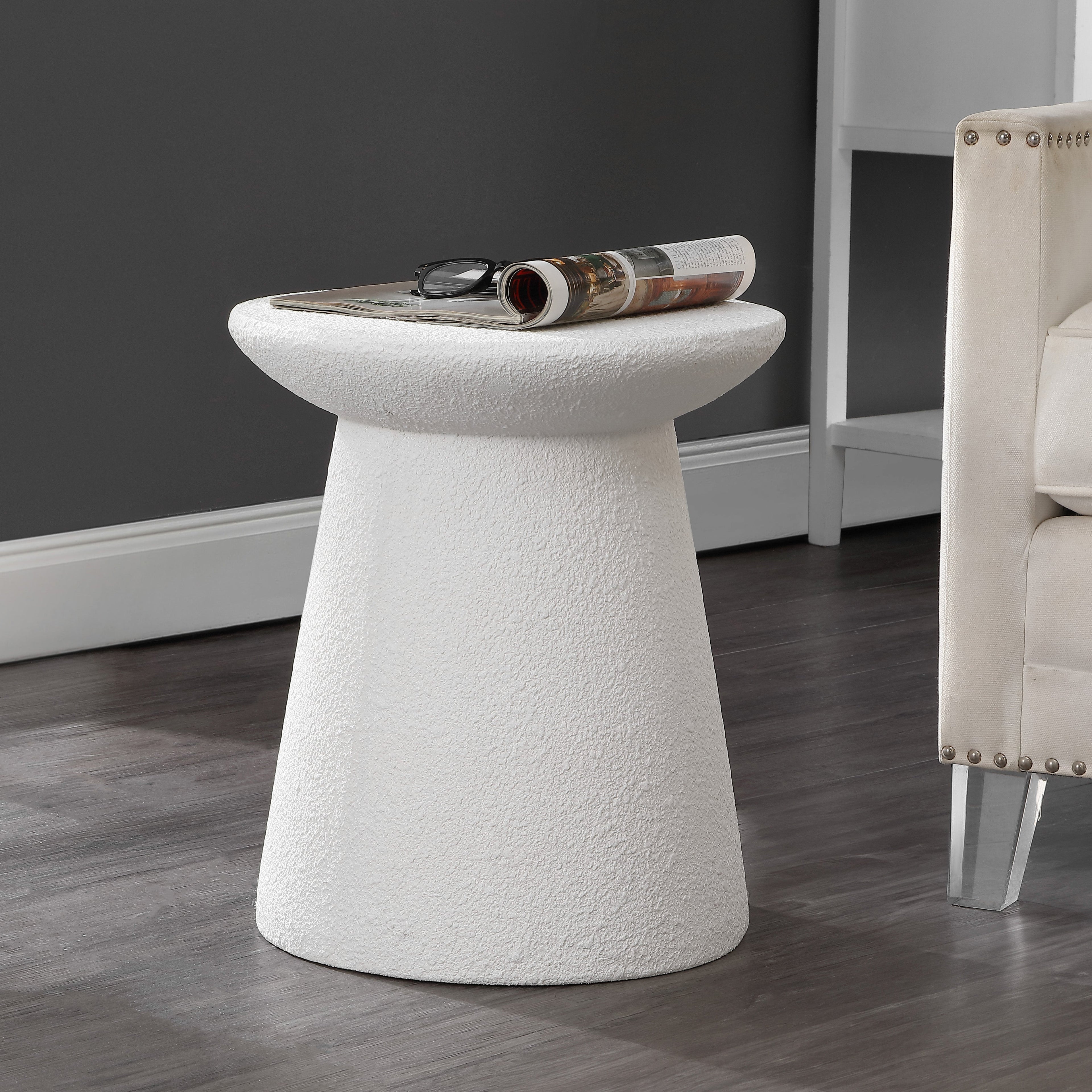 Minimalist Modern Drum Indoor/Outdoor Accent Table Pedestal