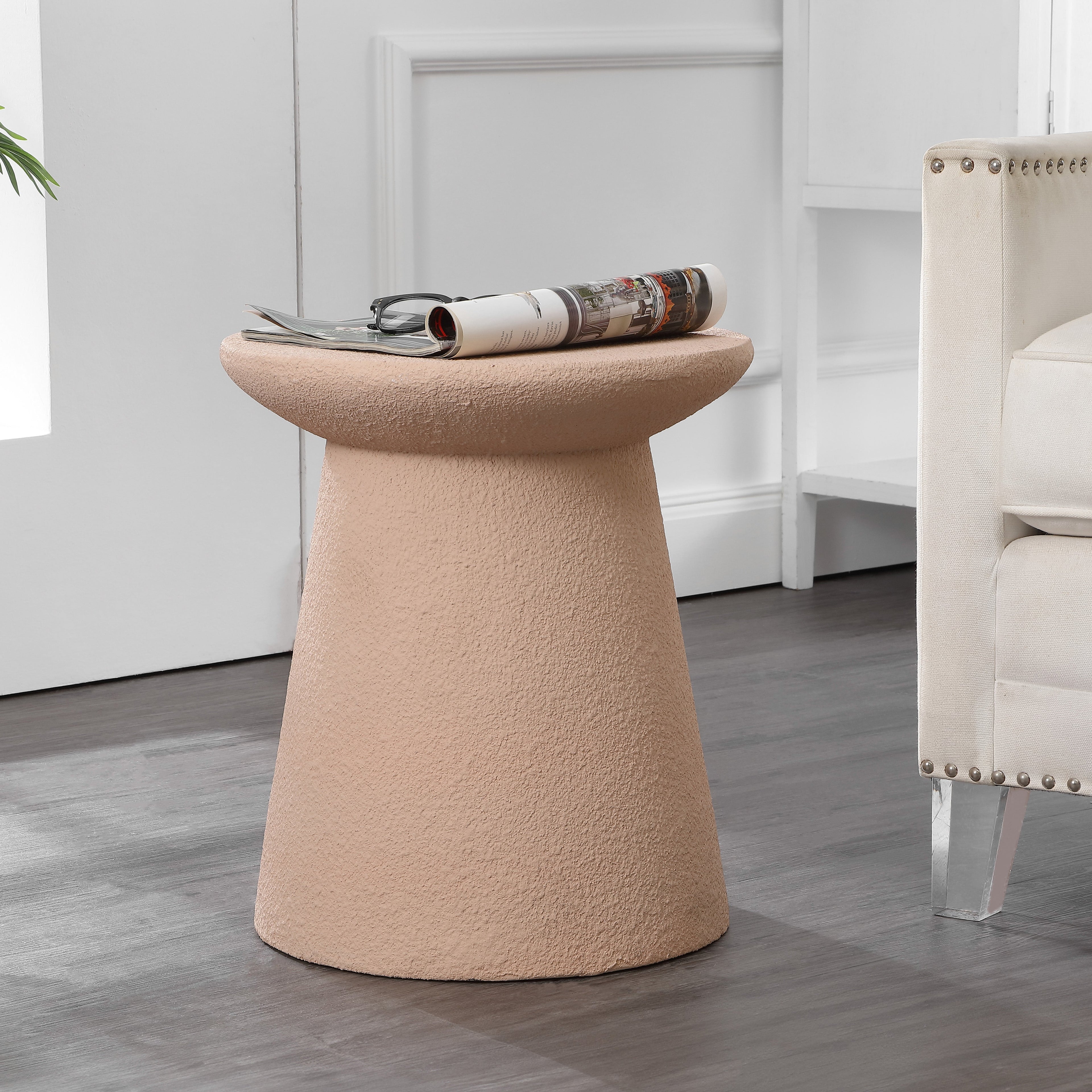 Minimalist Modern Drum Indoor/Outdoor Accent Table Pedestal