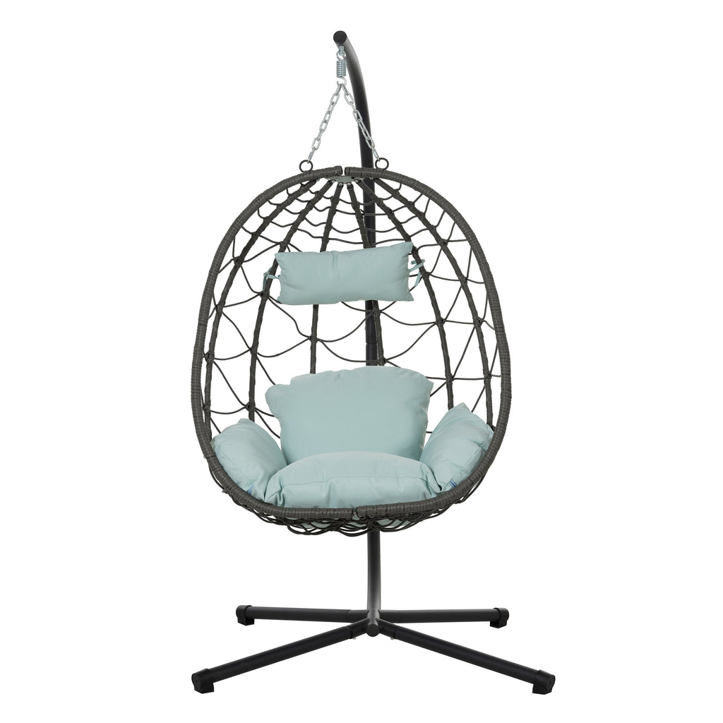Wicker Hanging Egg Chair Basket Swing with Freestanding Stand