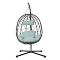 Wicker Hanging Egg Chair Basket Swing with Freestanding Stand