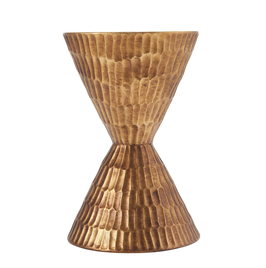 Handmade MGO Indoor/Outdoor Side Table with Gold Geometric Finish