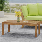 Rectangular Acacia Wood Outdoor Coffee Table with Slat Panel Top