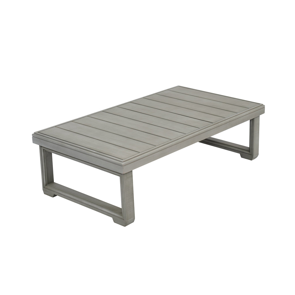 Acacia Wood Outdoor Coffee Table with Slat Top and Sled Legs