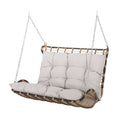 Outdoor Wicker Porch Swing with Cushions and Durable Frame