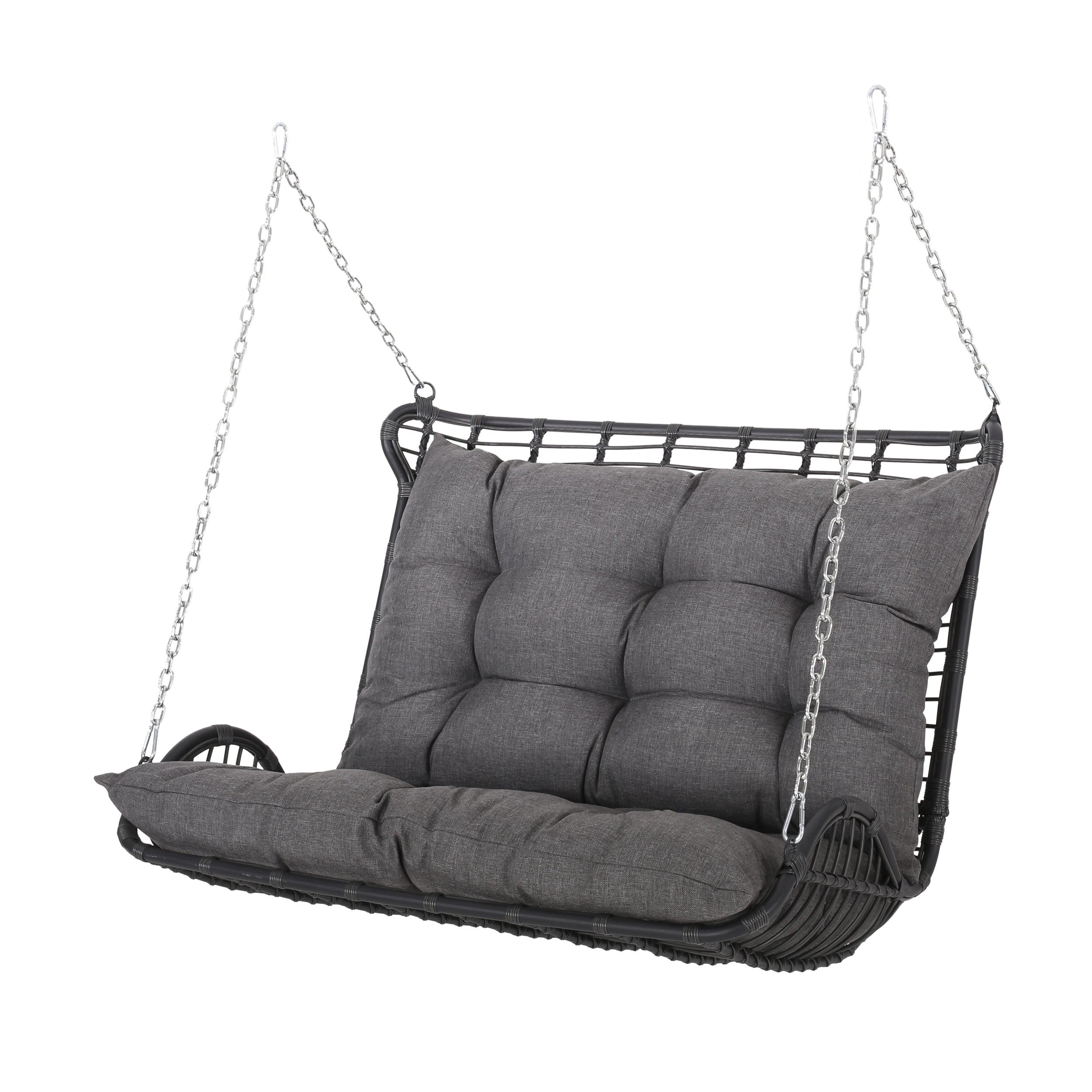 Outdoor Wicker Porch Swing with Cushions and Durable Frame